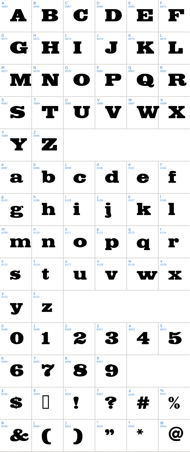 Schriftzeichen Fette Egyptienne Font