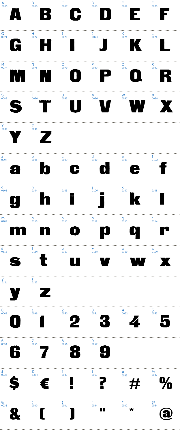 Schriftzeichen Fette Steinschrift Font