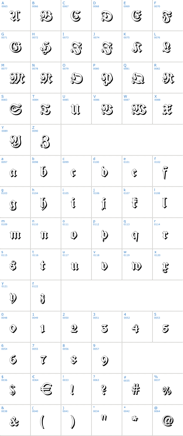 Schriftzeichen Fraktur Shadowed Font