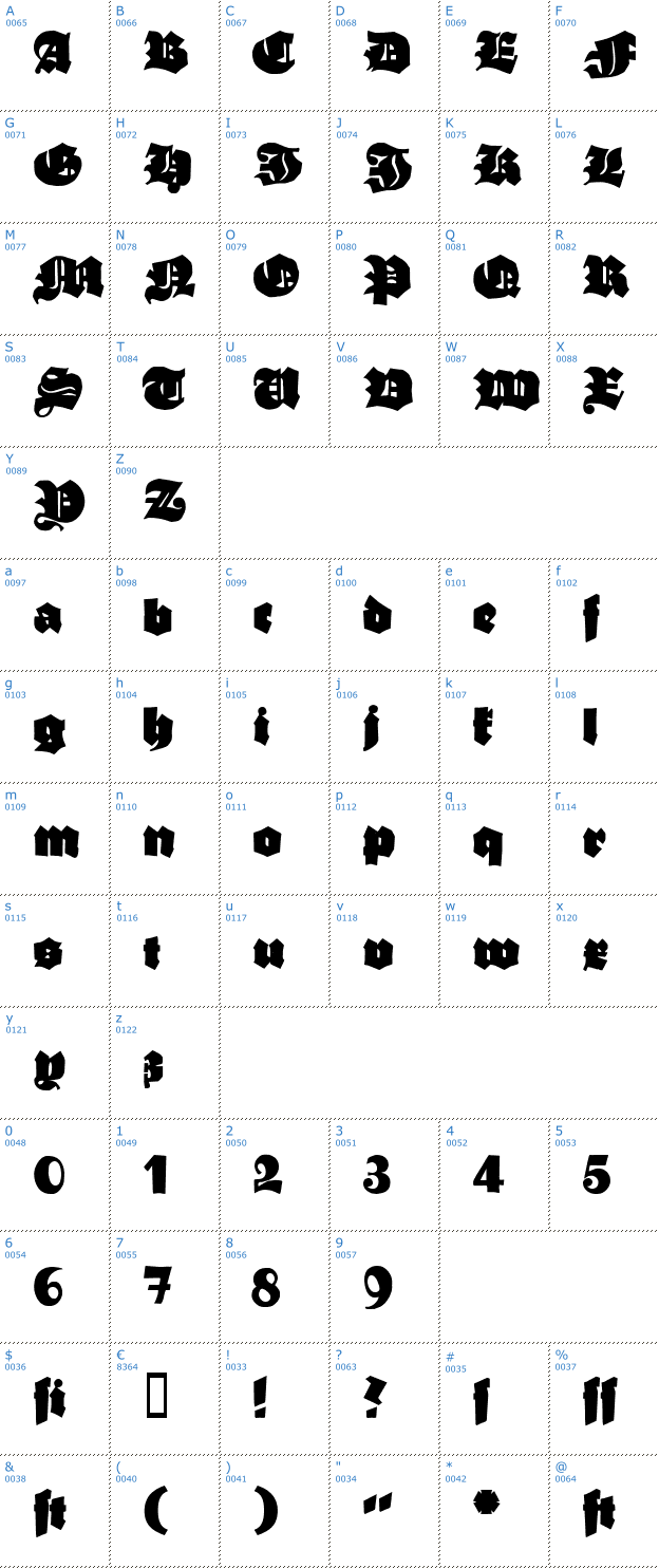 Schriftzeichen Ganz Grobe Gotisch Font