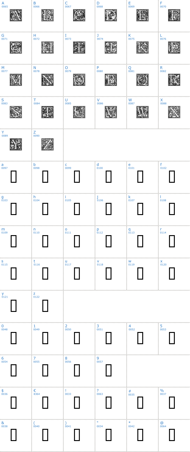 Schriftzeichen Goudy Initialen Font
