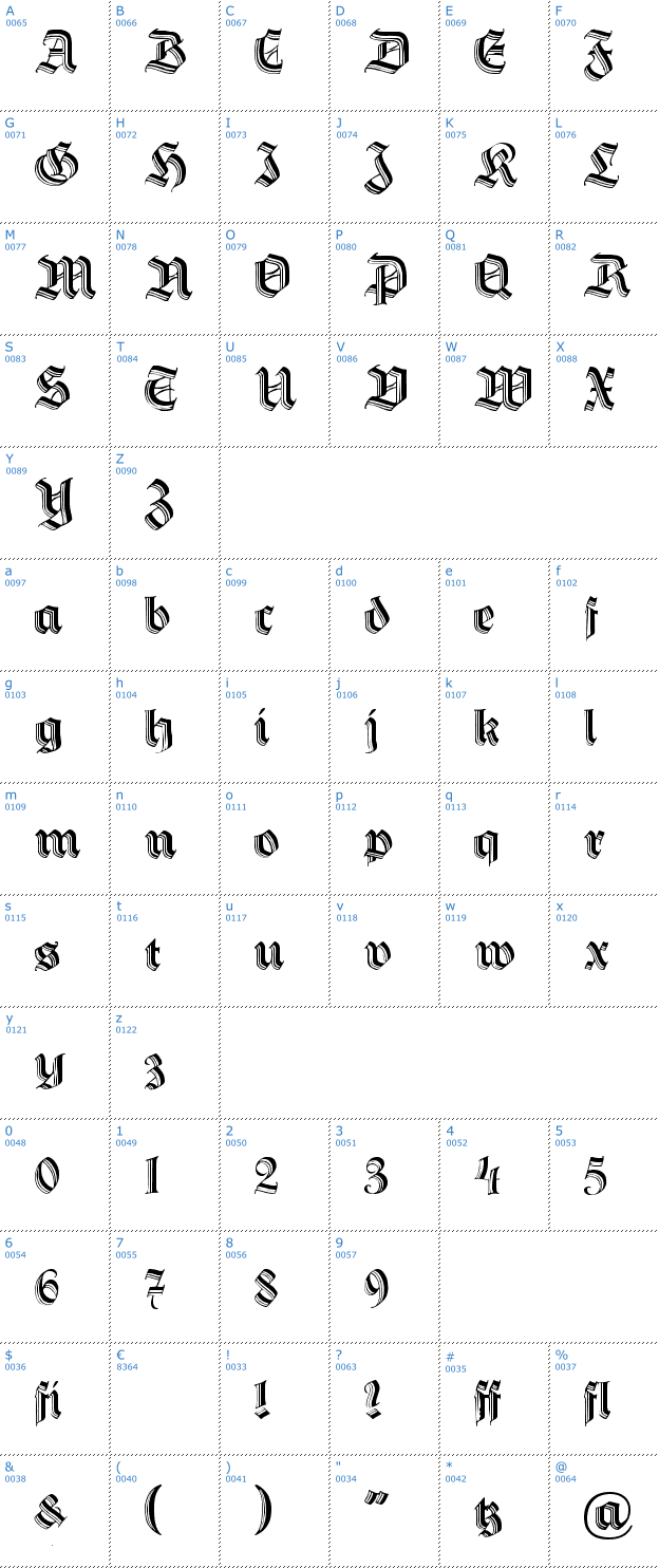 Schriftzeichen Hermann Gotisch Font