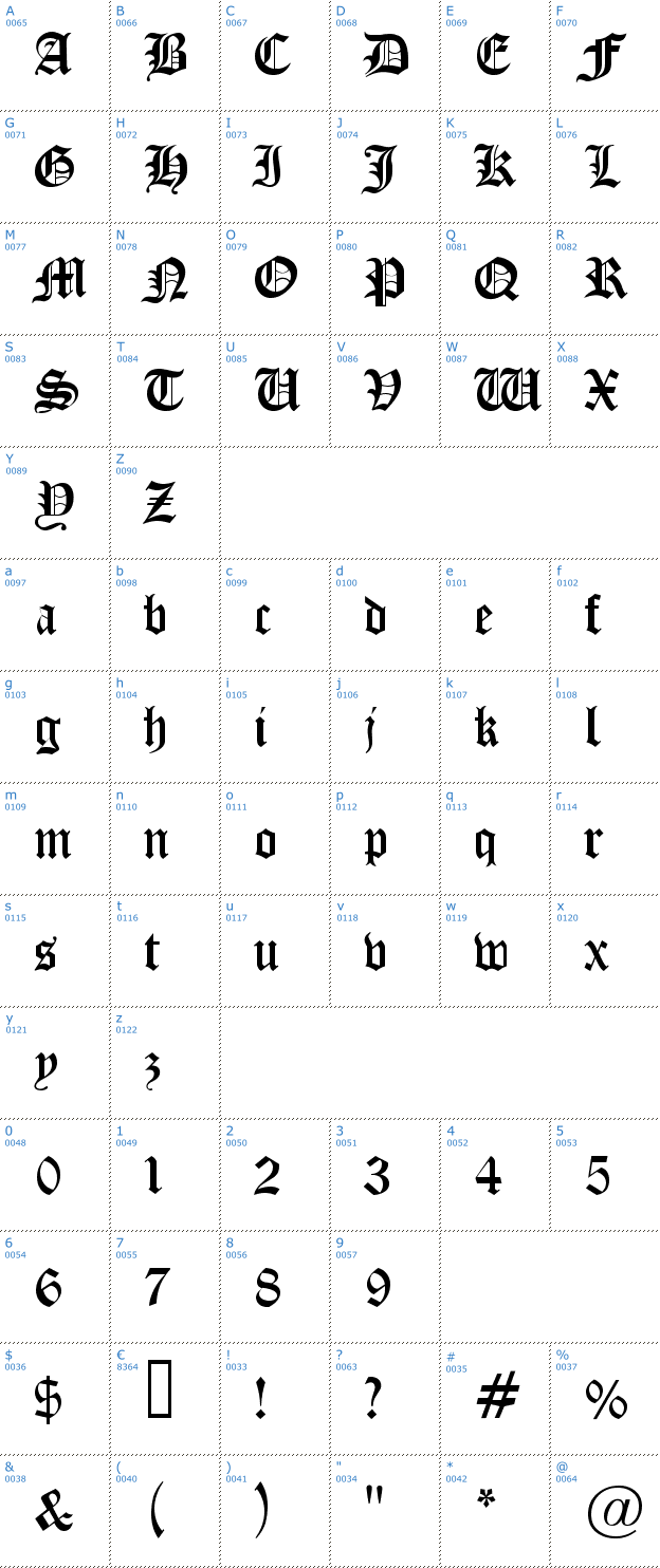 Schriftzeichen Iglesia Font