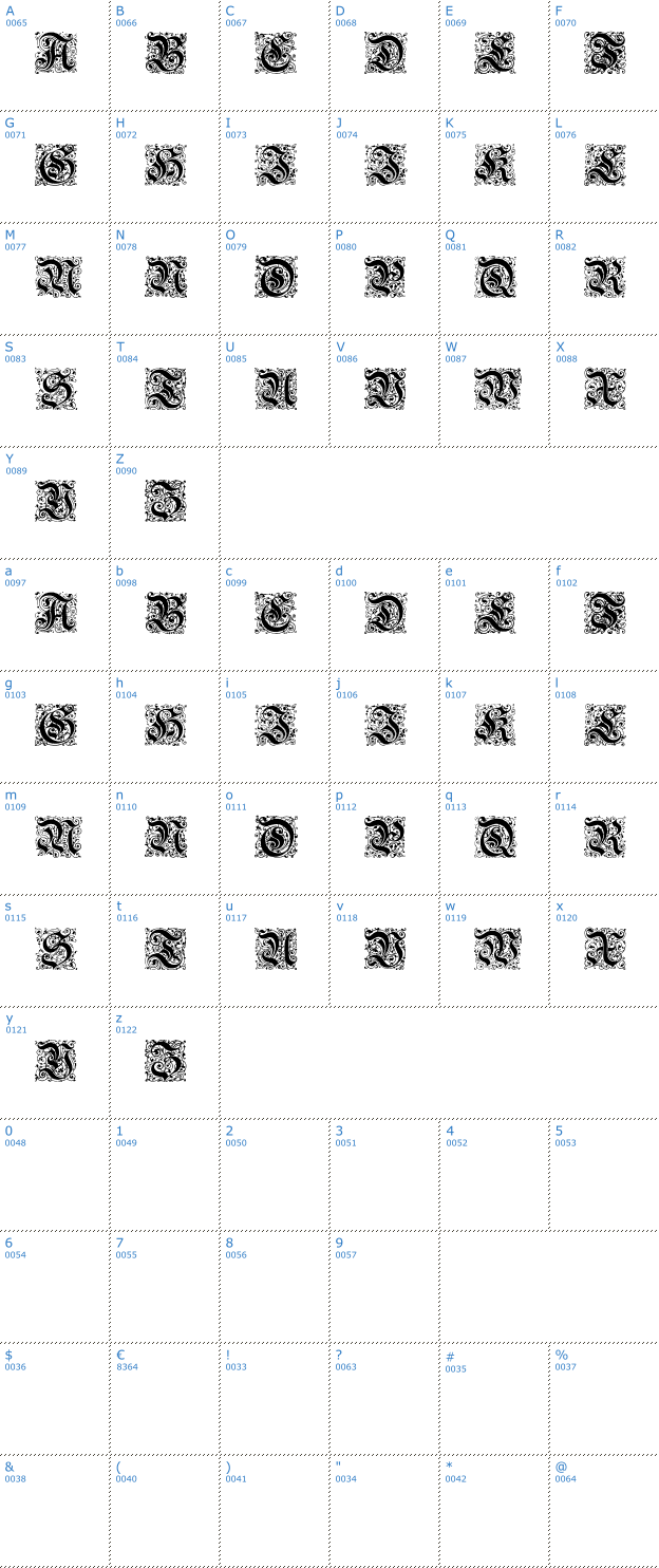 Schriftzeichen Kanzlei Initialen Font