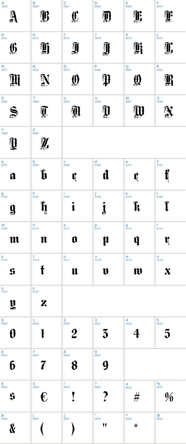 Schriftzeichen Middle Saxony Text Font