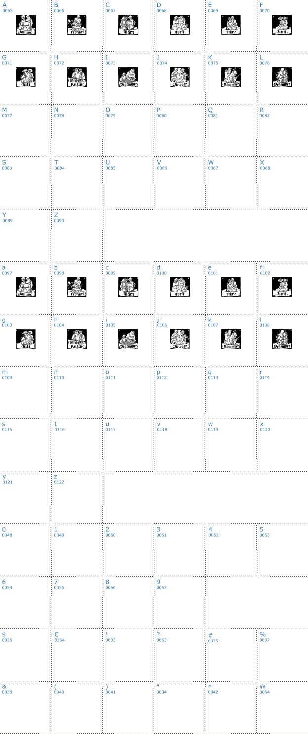 Schriftzeichen Monats Vignetten Font