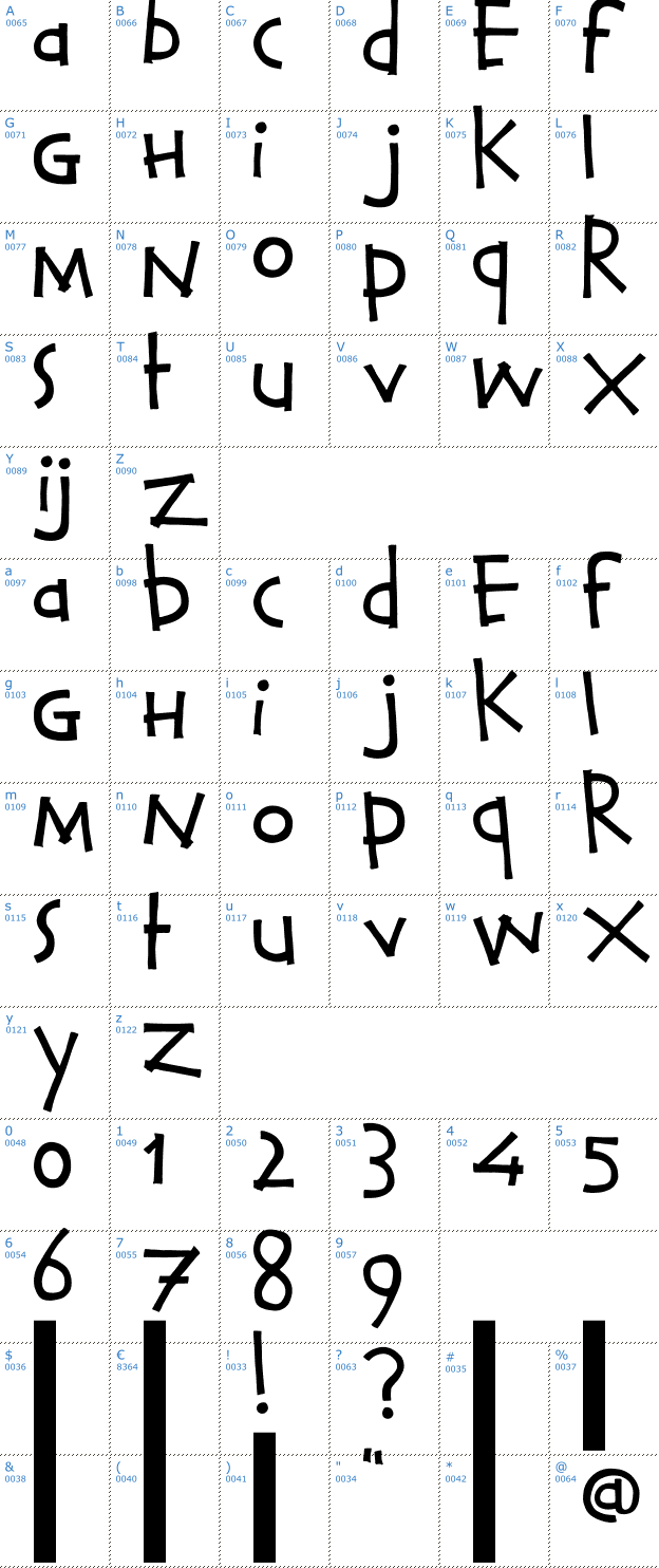 Schriftzeichen Calvin and Hobbes Font