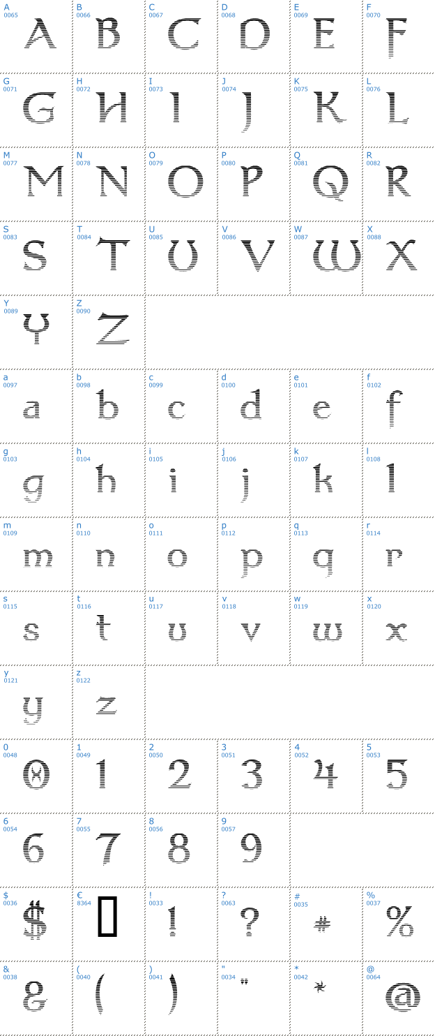 Schriftzeichen Dumbledor 3 Cut Up Font