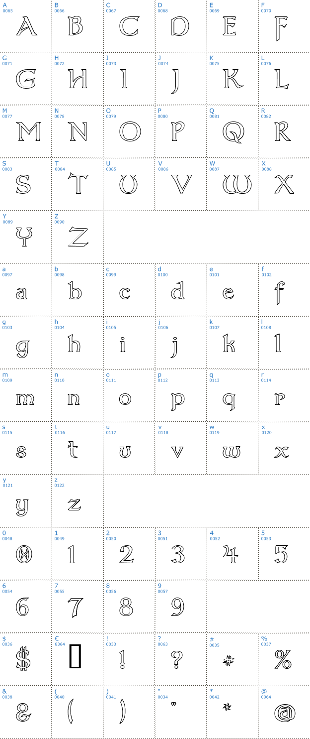 Schriftzeichen Dumbledor 3 Outline Font