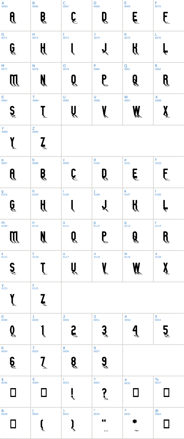 Schriftzeichen GM Exp Shadowed Font
