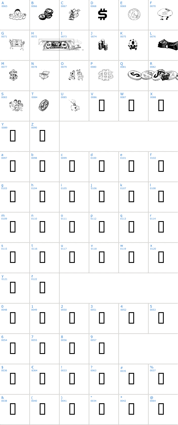 Schriftzeichen Moolah Font