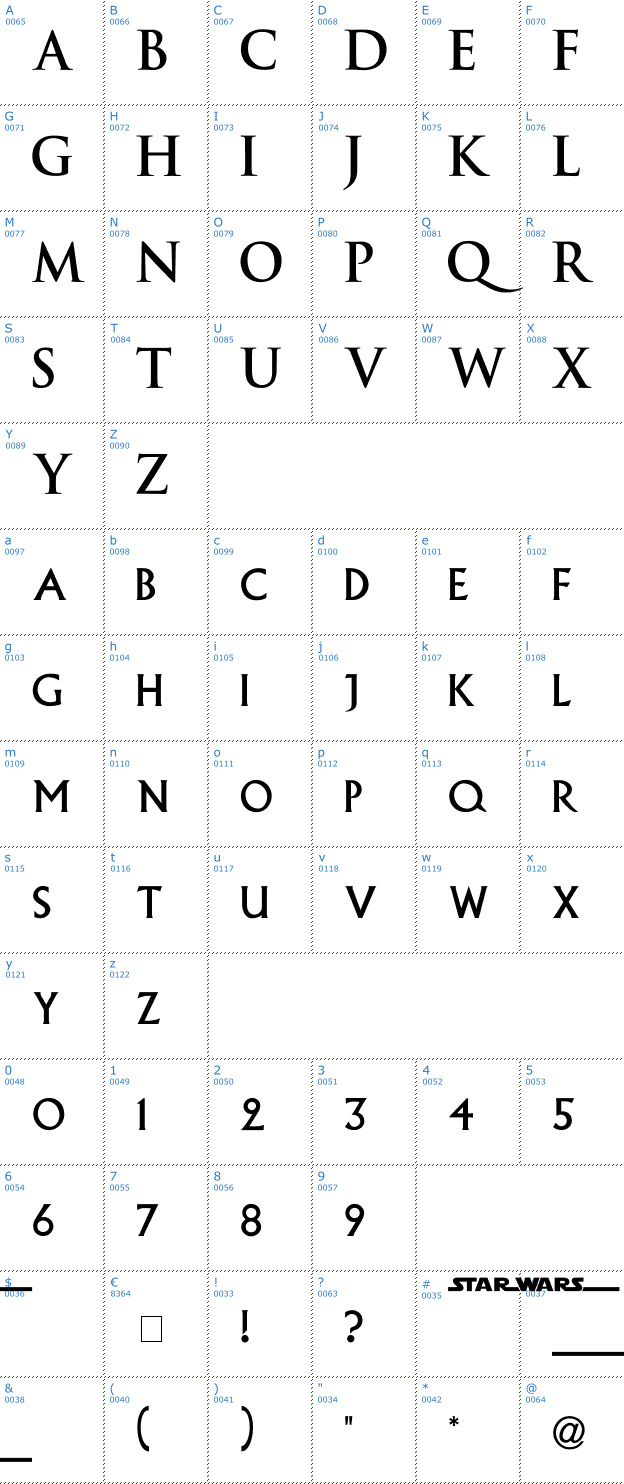 Schriftzeichen Episode 1 Font
