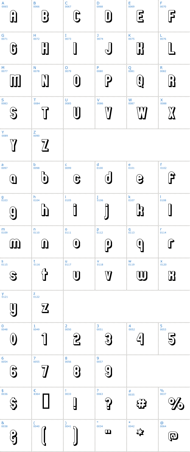 Schriftzeichen Zillah Shadowed Font
