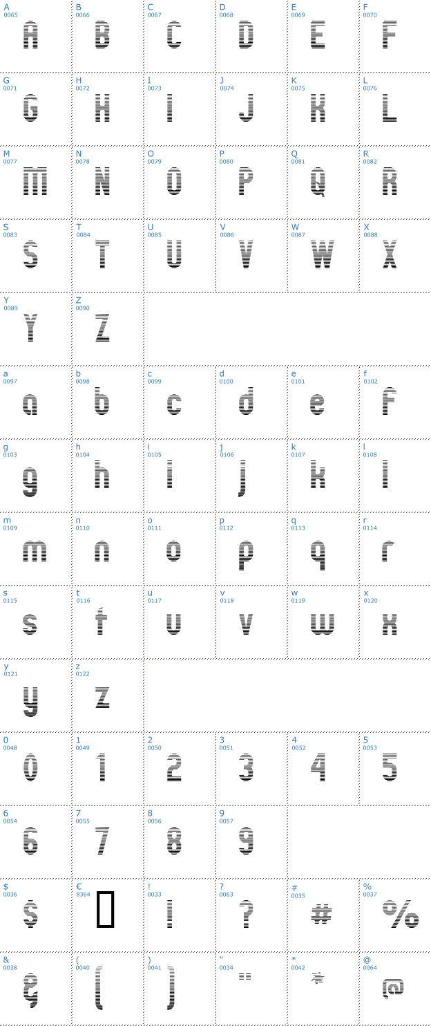 Schriftzeichen Zillah LCD Font