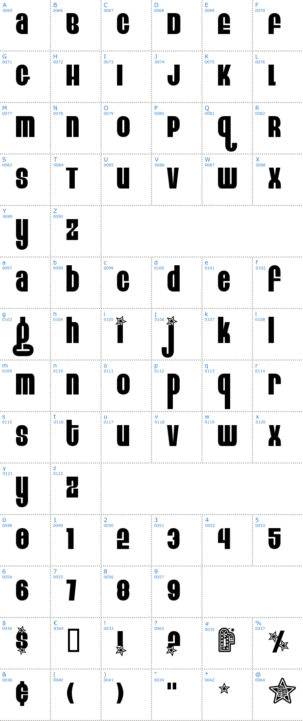 Schriftzeichen Eight Track Font