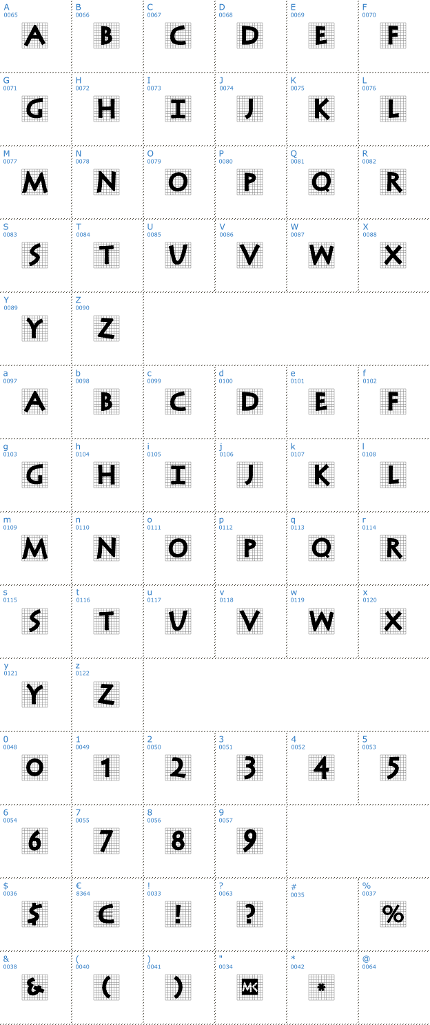 Schriftzeichen Antiqua In Grid Font