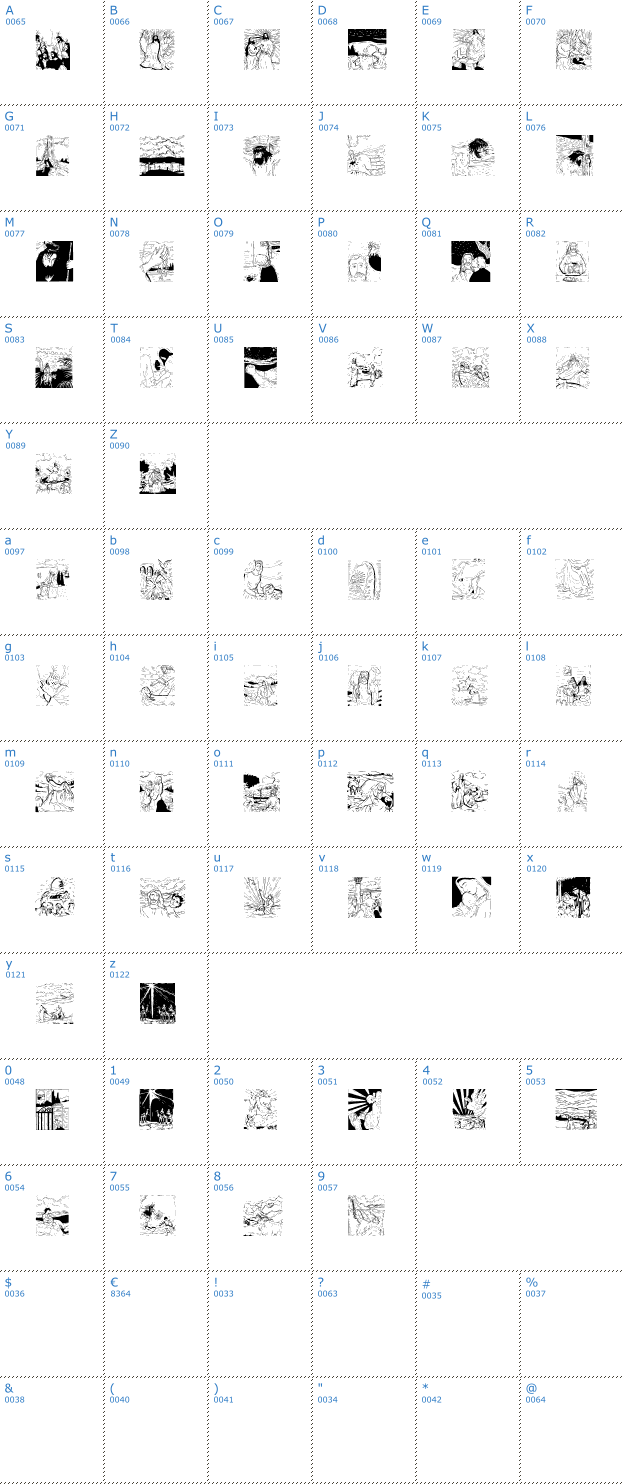 Schriftzeichen Biblish Pictures Font