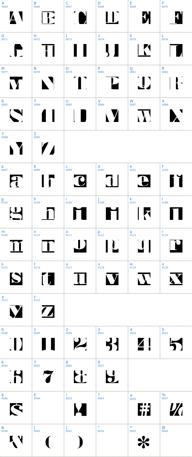 Schriftzeichen Bodoblack Squares Font