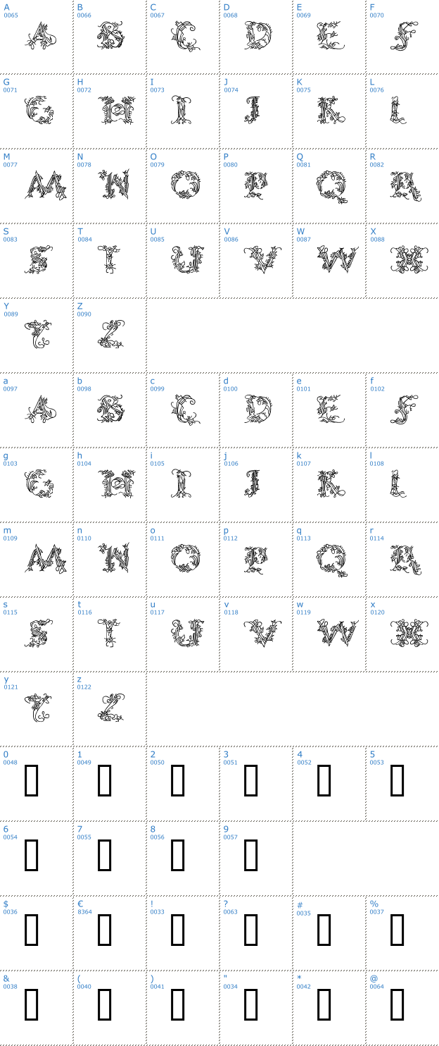 Schriftzeichen CalliPsoGrafia Font
