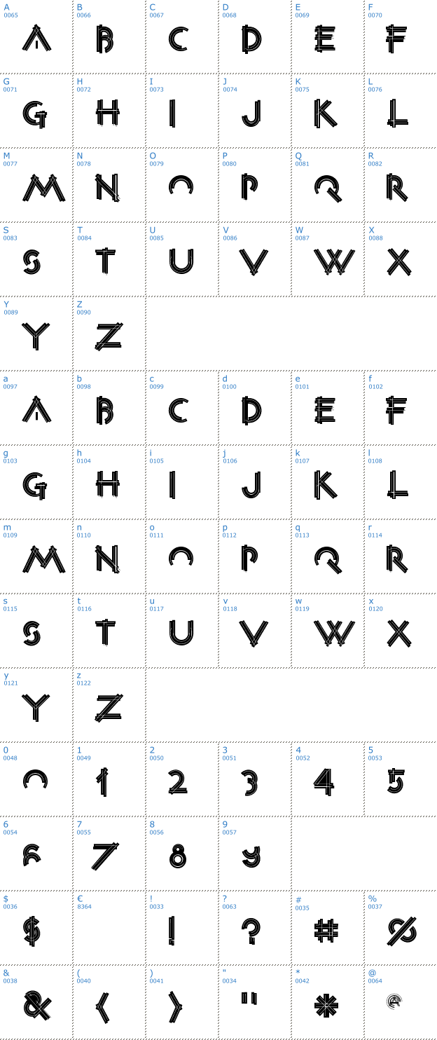 Schriftzeichen Construxia Black Inline Font