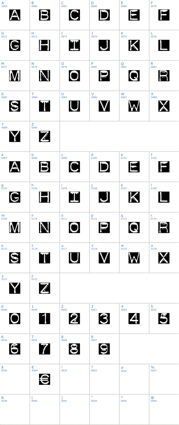 Schriftzeichen DymoFontInvers Font