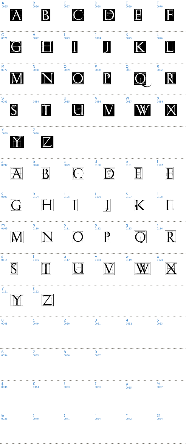 Schriftzeichen Erik GCaps Sketches Invers Font