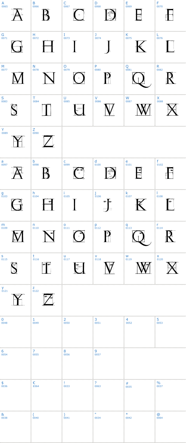 Schriftzeichen ErikGCaps Sketches Font