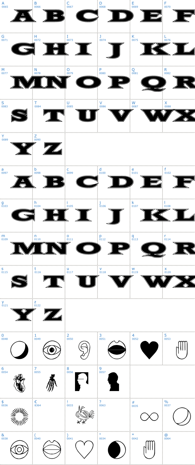 Schriftzeichen Fifty Two Letters Font
