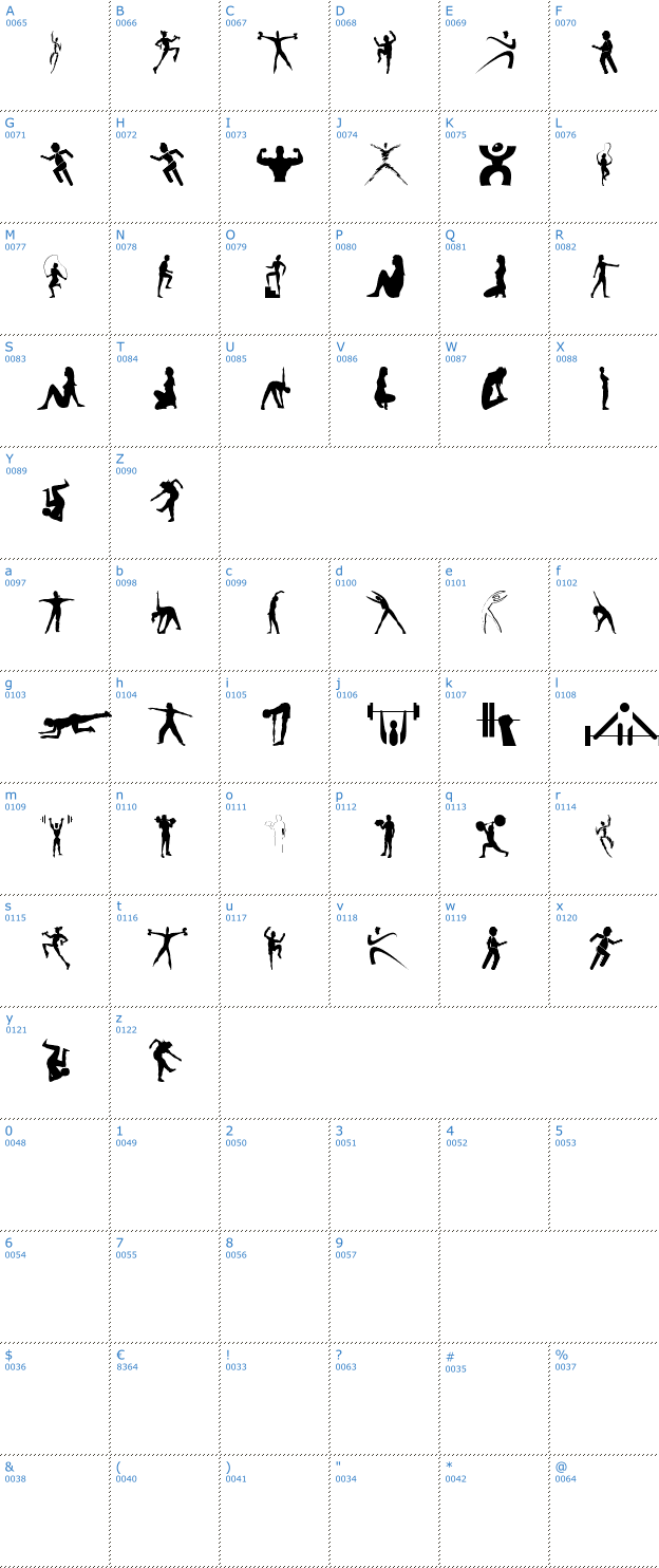 Schriftzeichen Fitness Silhouettes Font