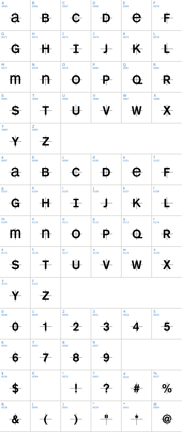Schriftzeichen KL1MonoCase Font