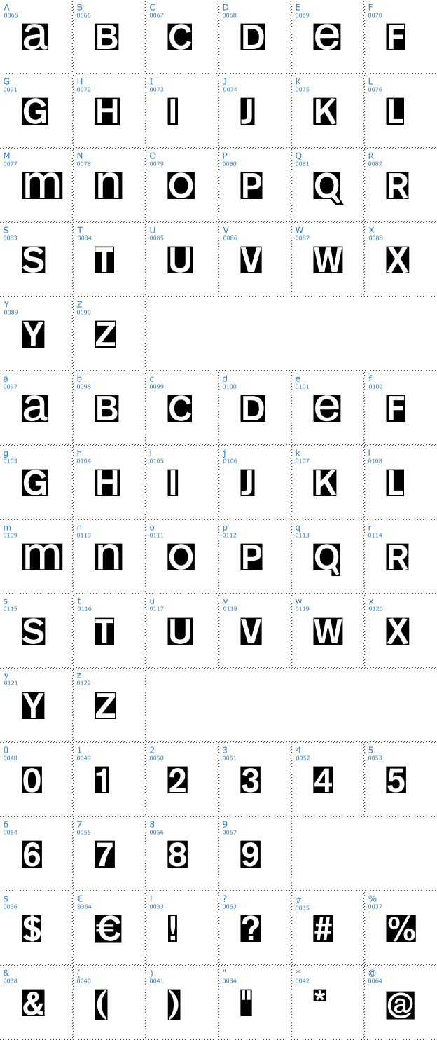 Schriftzeichen Mono Alphabet Invers Font