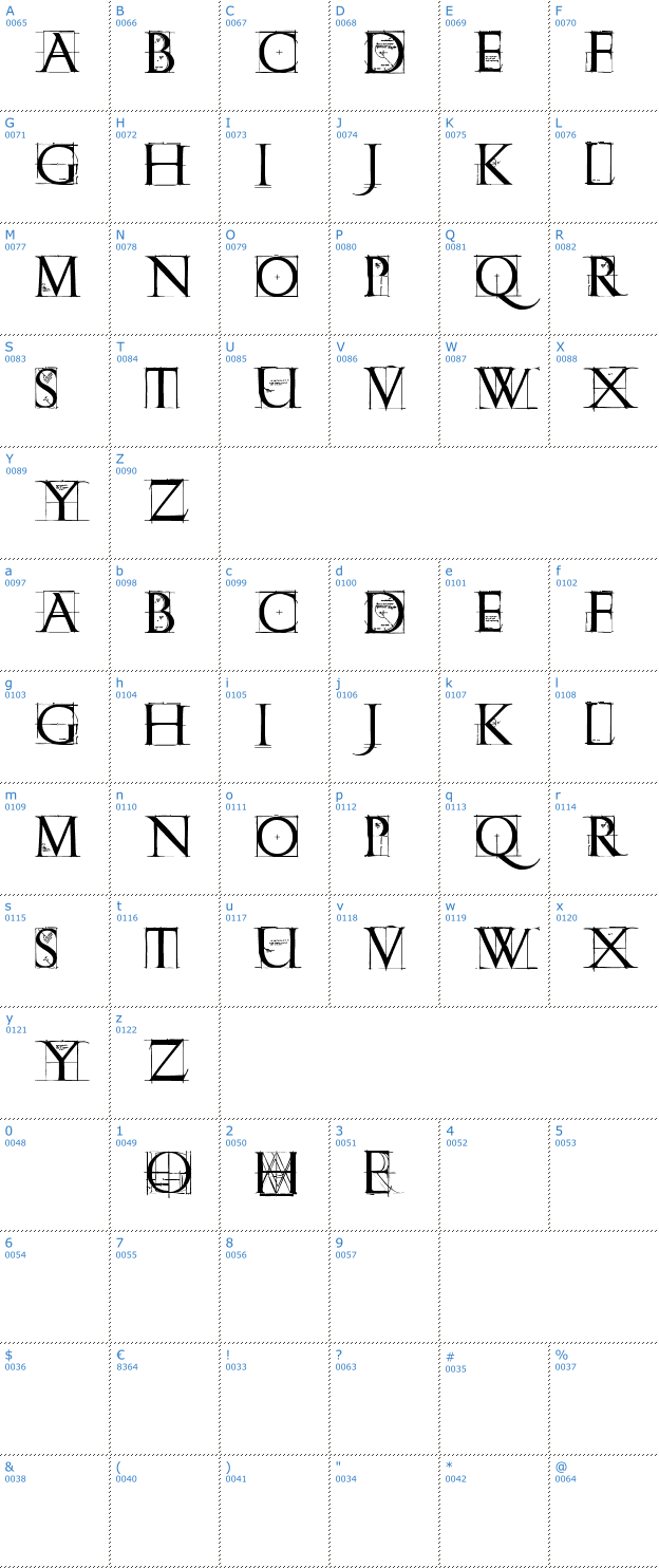 Schriftzeichen Roman Grid Caps Font