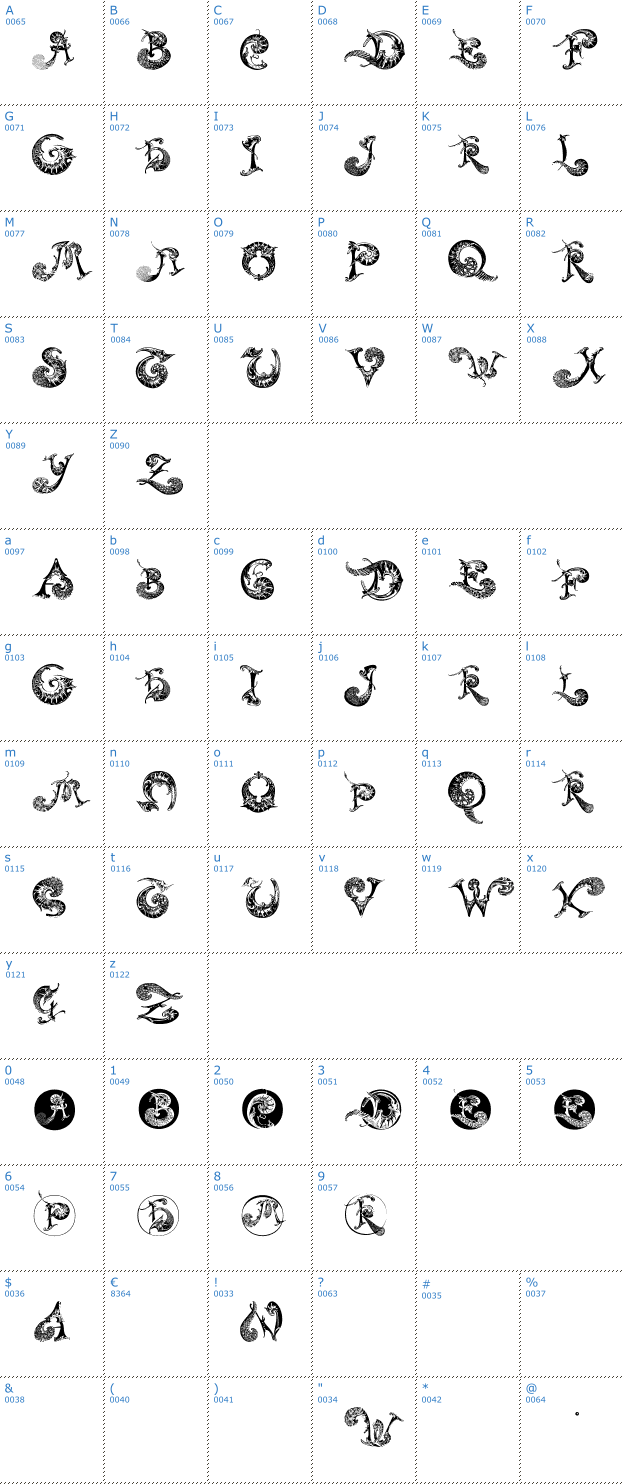 Schriftzeichen Schnoerkel Caps Font