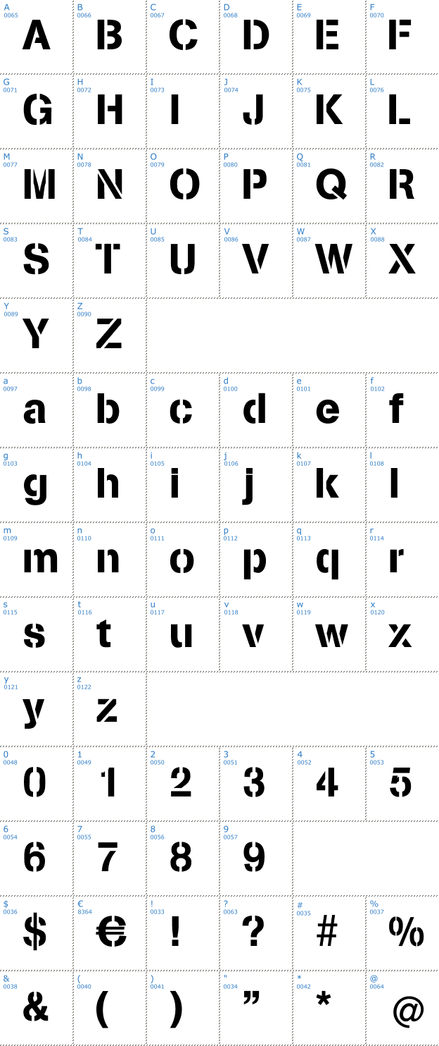 Schriftzeichen Stencilia Font