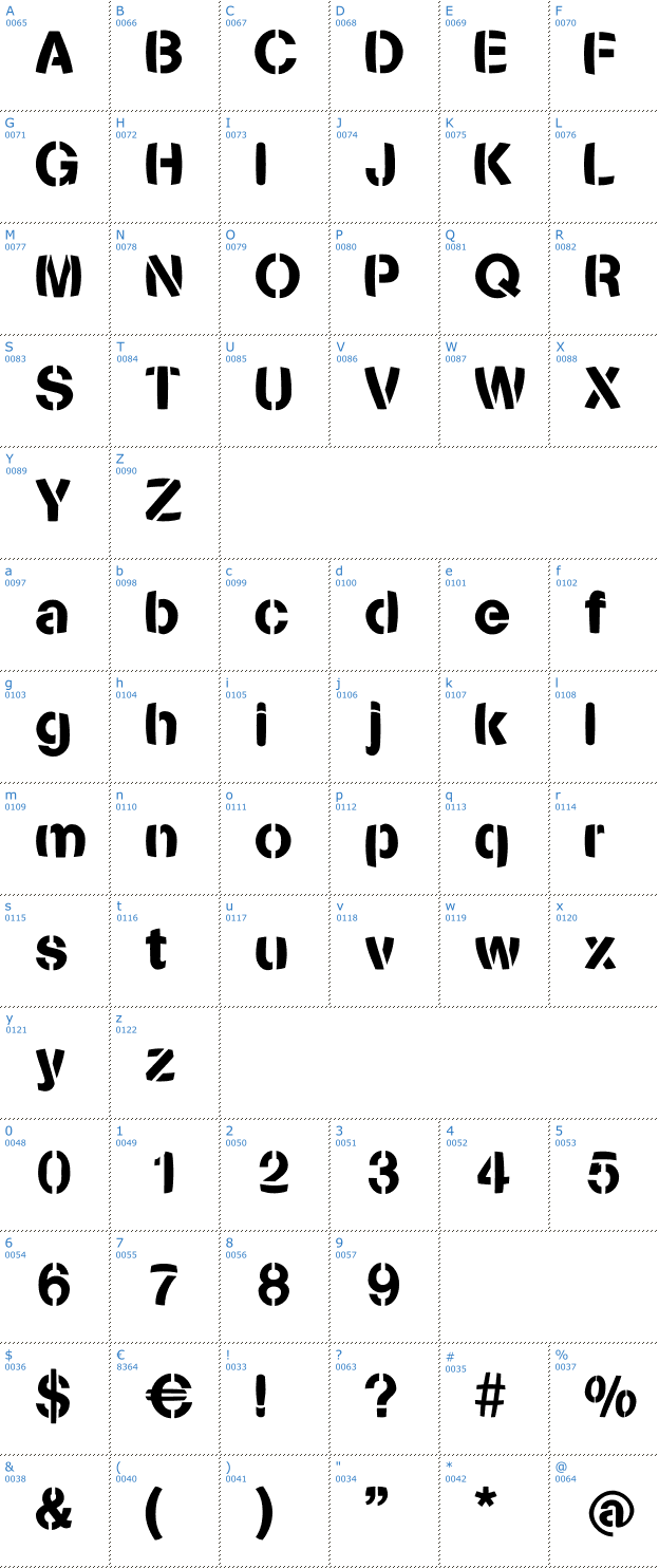 Schriftzeichen Stencilia Bold Font