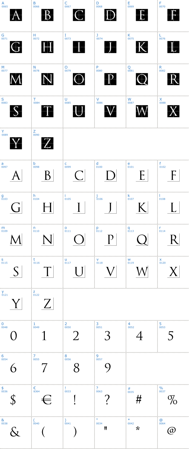 Schriftzeichen TrajanusBricks Invers Font