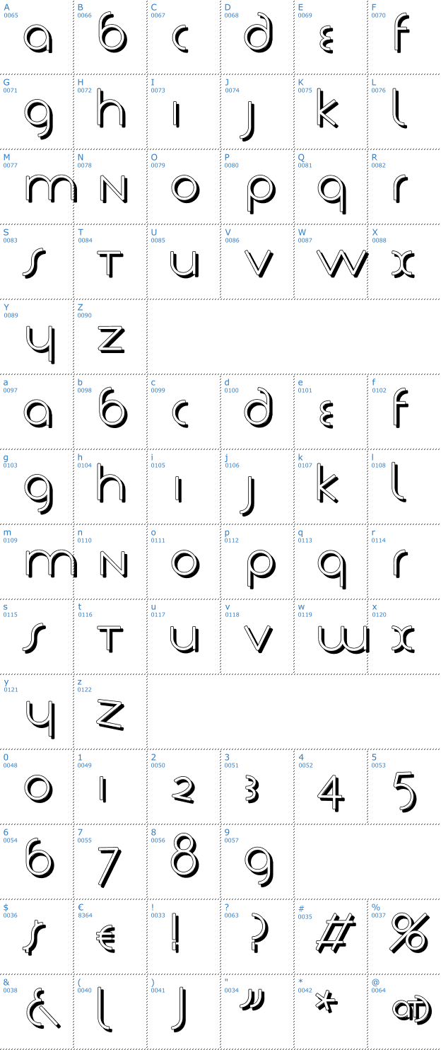 Schriftzeichen Tschich olds Shades Font