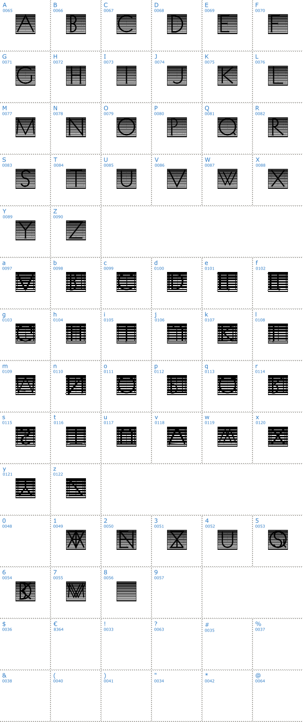 Schriftzeichen Venetian Blind Font