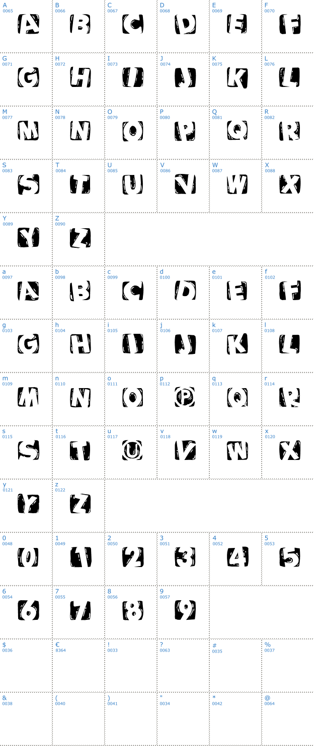 Schriftzeichen Woodcutted Caps Invers Font