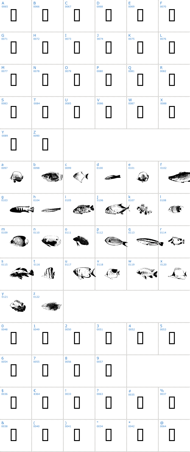 Schriftzeichen FishyPrint AOE Font