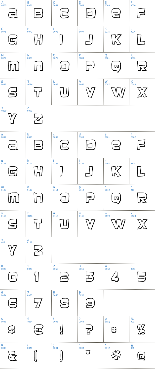 Schriftzeichen Baveuse Outlined Font