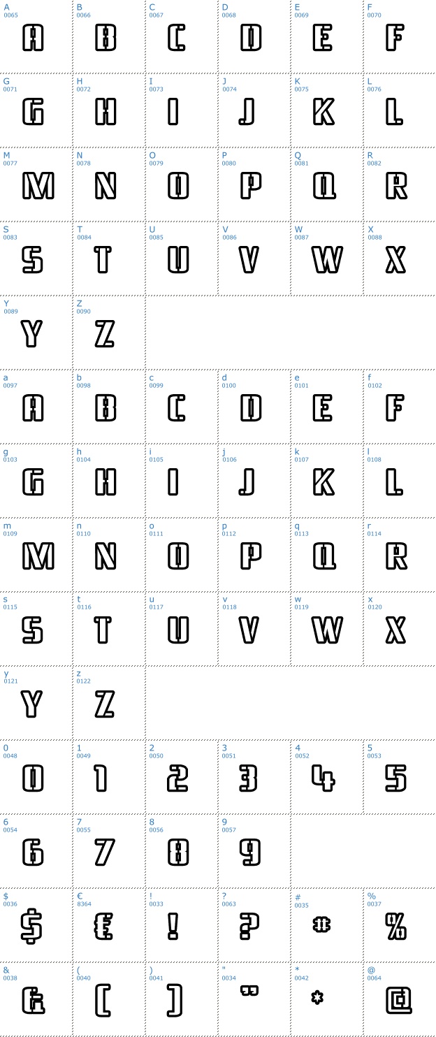 Schriftzeichen Braeside Outline Font