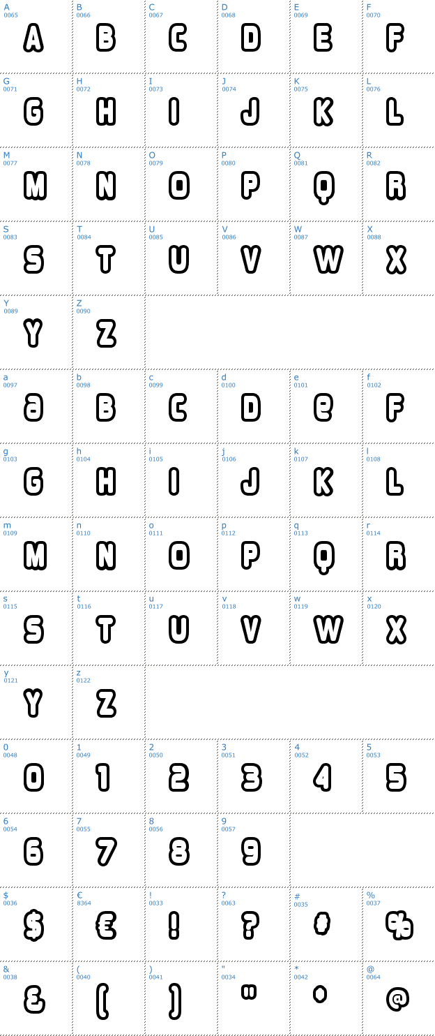 Schriftzeichen Overload Outlined Font