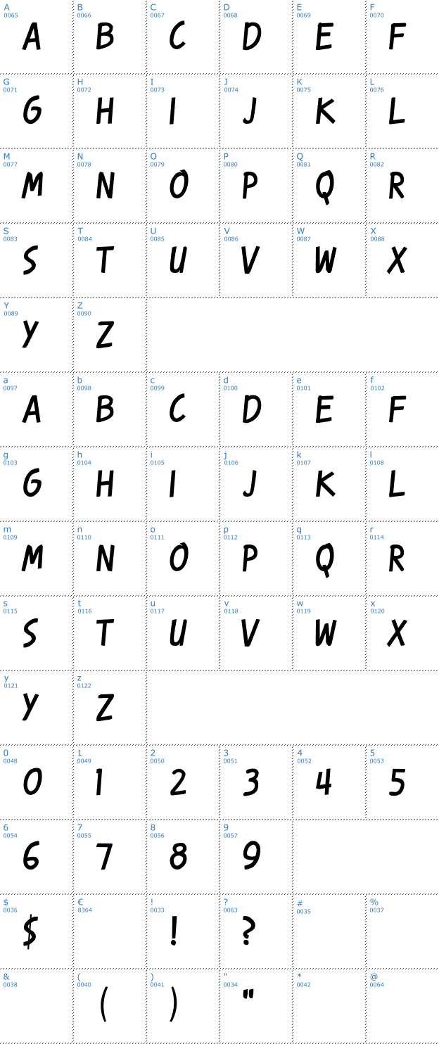 Schriftzeichen Karmatic Revolution Font