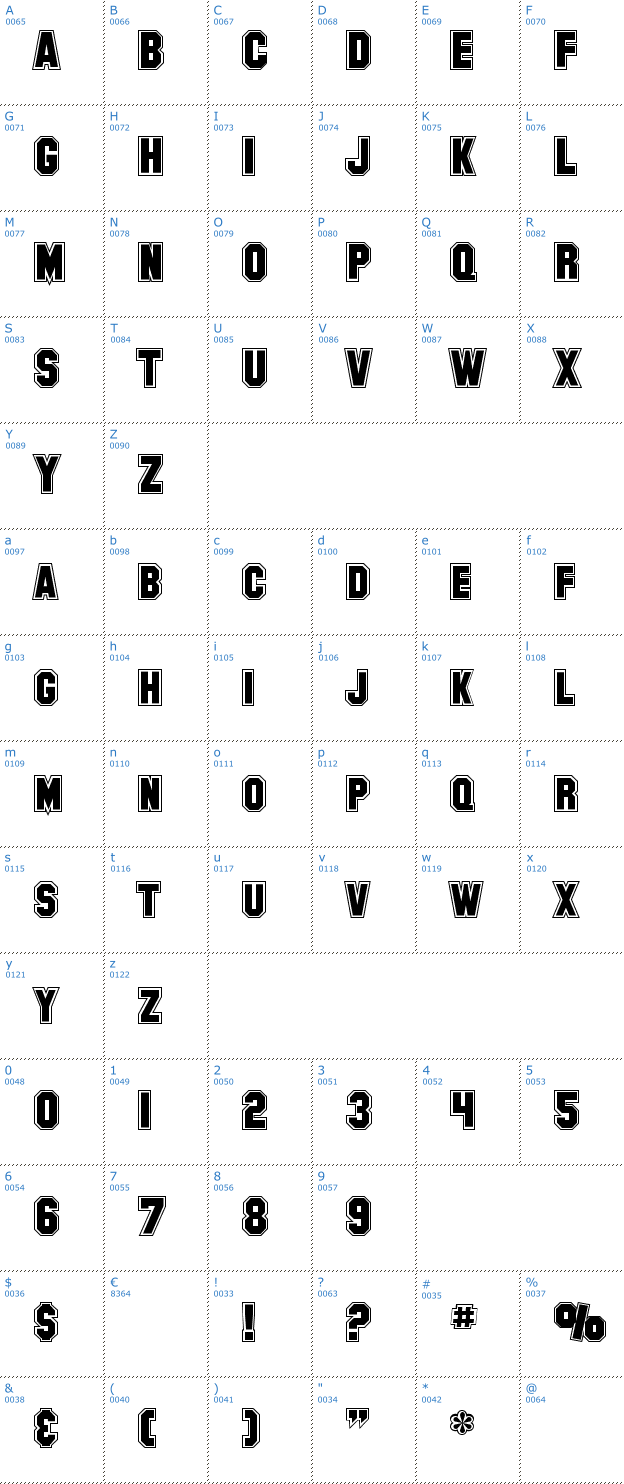 Schriftzeichen SF Collegiate Font