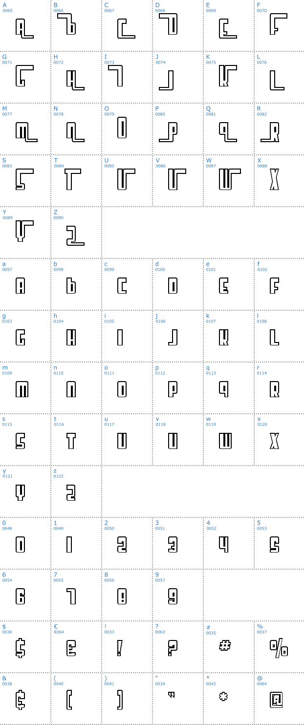 Schriftzeichen SF Cosmic Age Outline Font