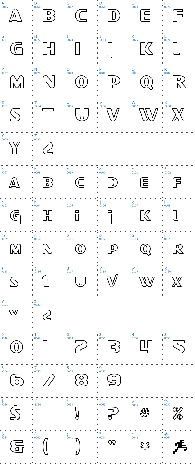 Schriftzeichen SF Intellivised Outline Font