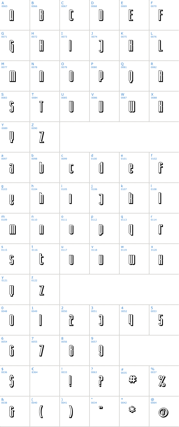 Schriftzeichen SF Iron Gothic Shaded Font