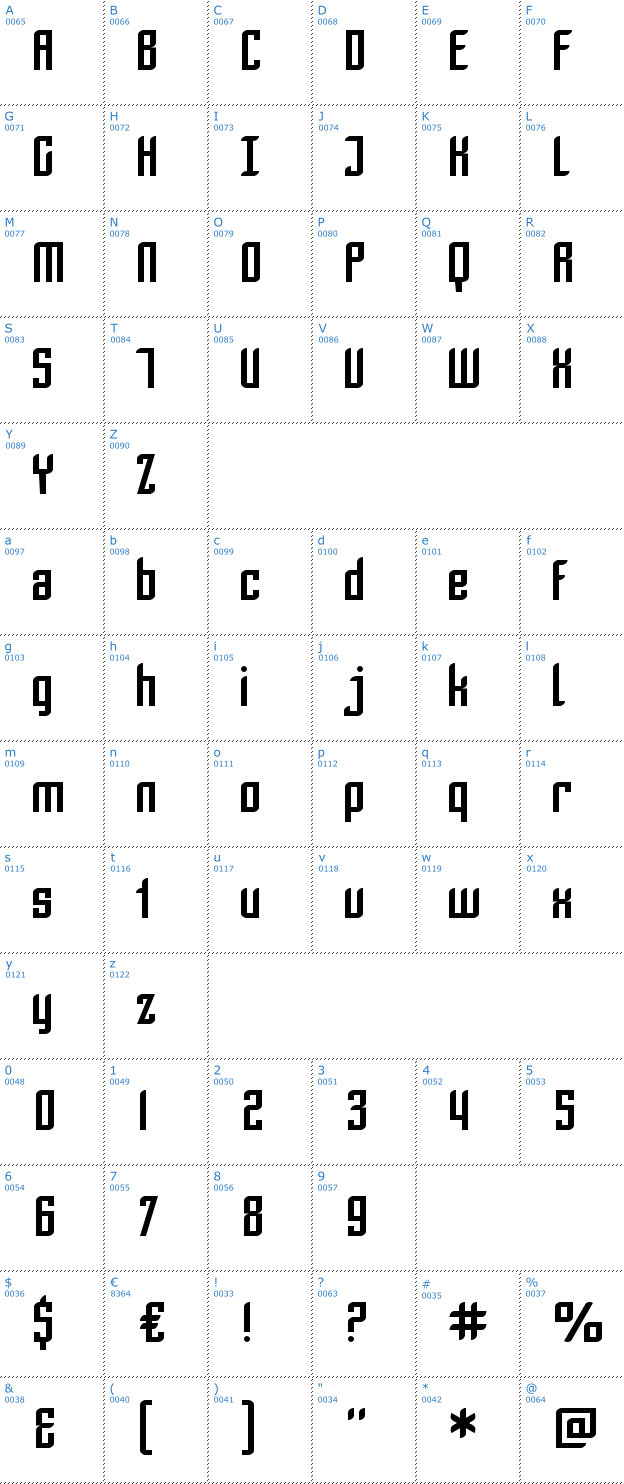Schriftzeichen SF Piezolectric Font