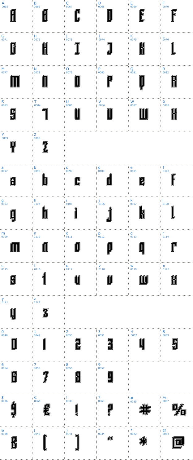 Schriftzeichen SF Piezolectric Inline Font